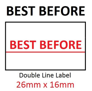 Price Gun Labels Double Line - 26mm x 16mm Best/Before - 10 Rolls